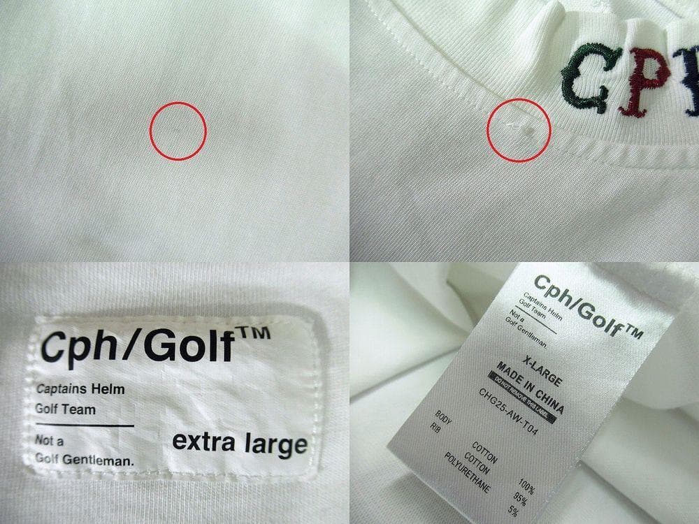 XL 25AW キャプテンズヘルム ゴルフ 長袖 モックネック Tシャツ 白/紺