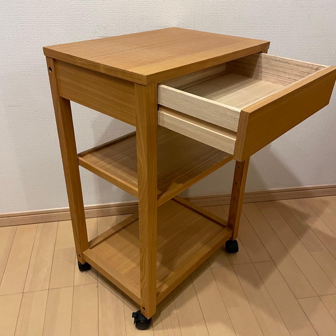 廃盤　希少　無印良品　木製ワゴン(タモ材)