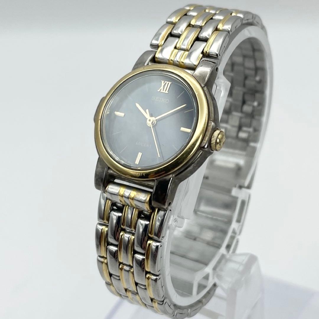 SEIKO LUCENT レディース腕時計 黒文字盤 ゴールドコンビ 稼働品