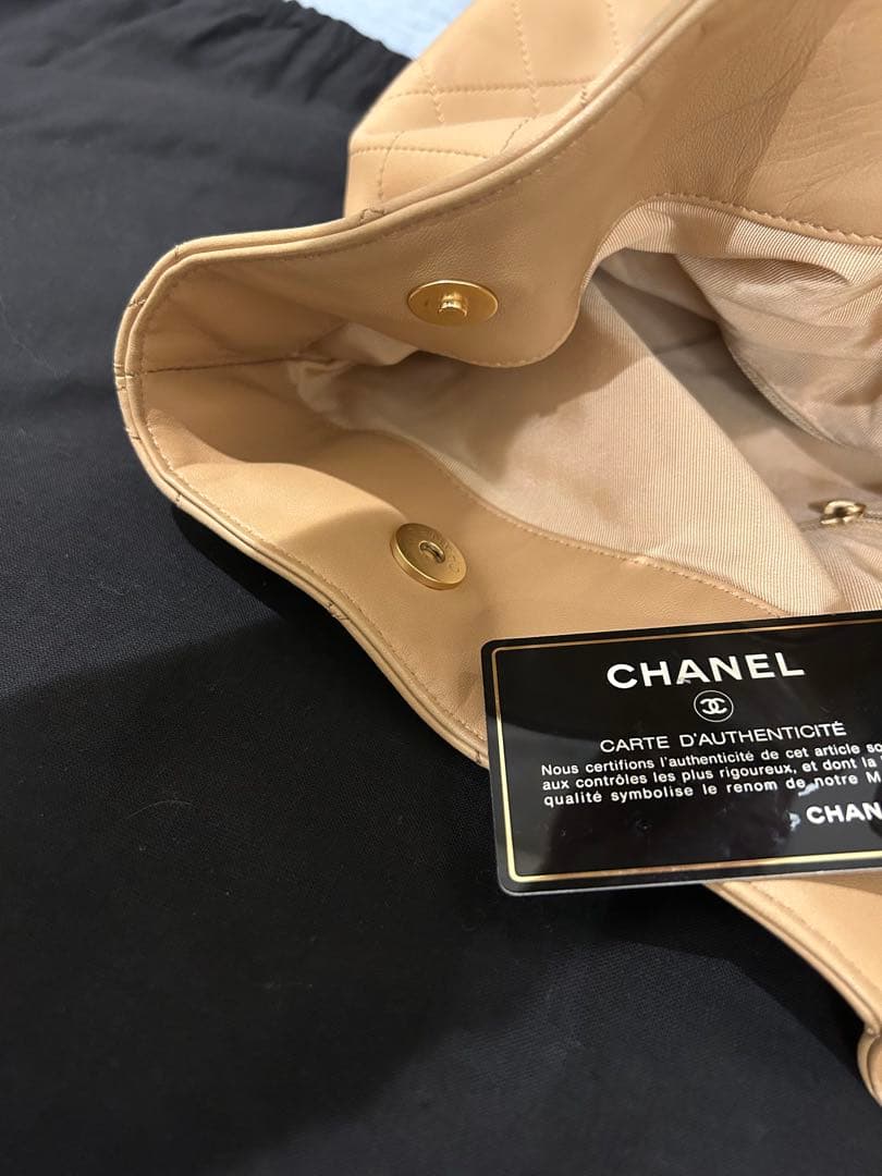 CHANEL 激レア マトラッセ ベージュ ウッドハンドル 袋 カード付