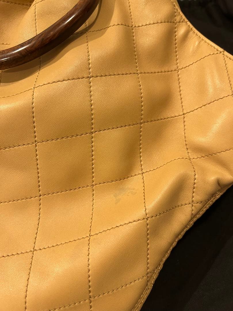 CHANEL 激レア マトラッセ ベージュ ウッドハンドル 袋 カード付