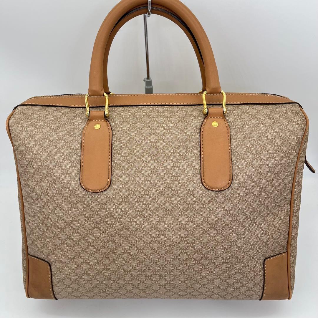 CELINE ボストンバッグ 手提げ ホワイトマカダム柄 トリオンフ 大容量