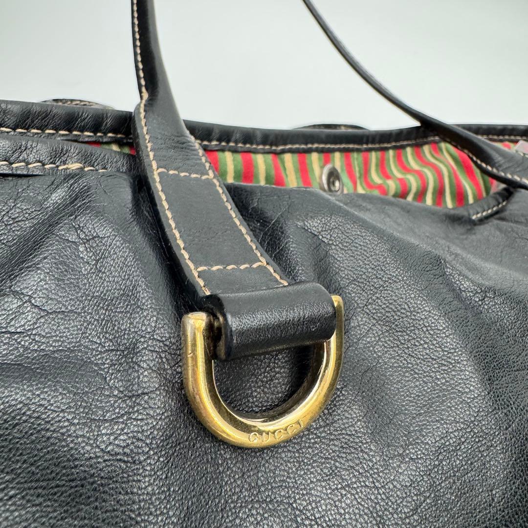 GUCCI グッチ ニューブリット レザー トートバッグ ショルダーバッグ 黒
