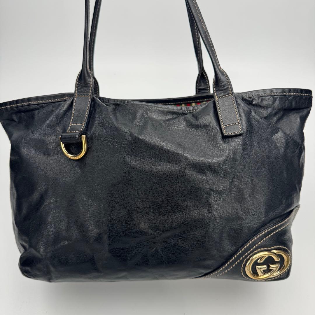 GUCCI グッチ ニューブリット レザー トートバッグ ショルダーバッグ 黒