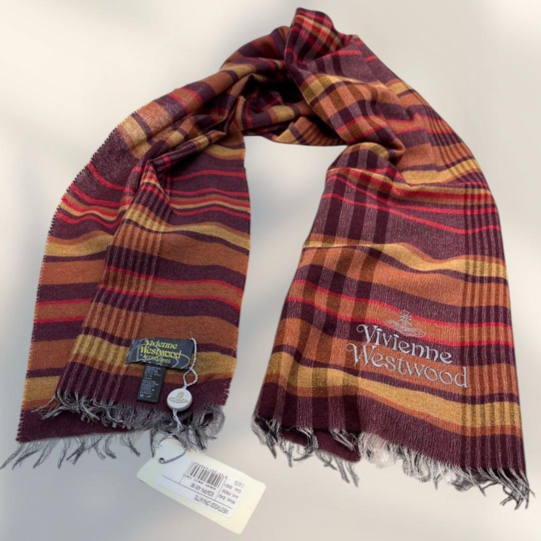 タグ付未使用品 VivienneWestwood サクサク薄手レディースマフラー
