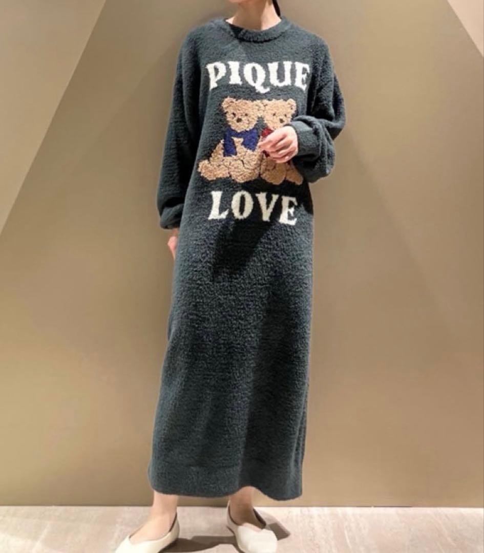 ジェラートピケ　HOLIDAY ベアジャガードワンピース＆巾着　くま　ドレス