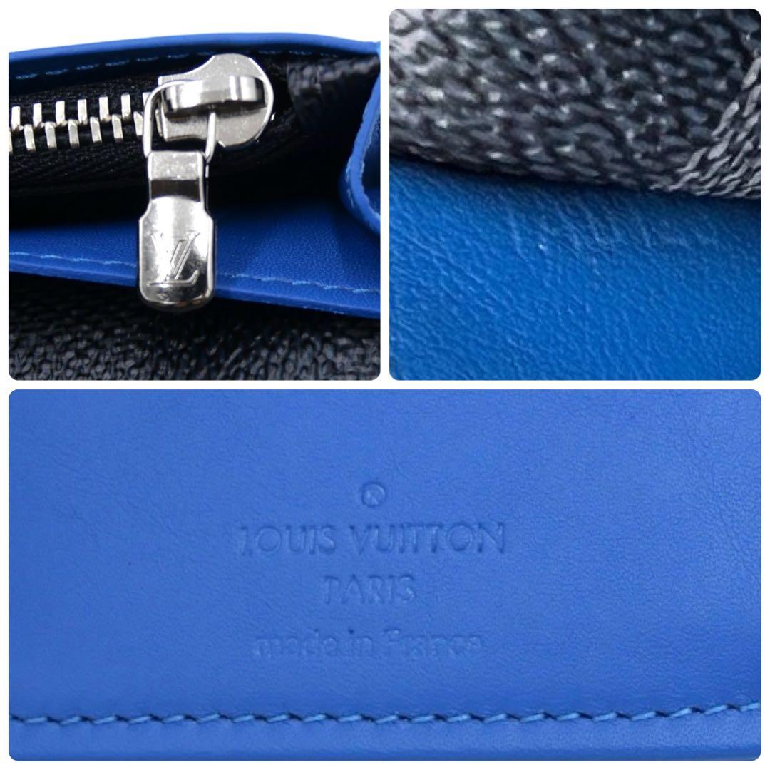 ルイヴィトン ダミエ グラフィット ブラザ ブルー 長財布 グレー 二つ折り財布