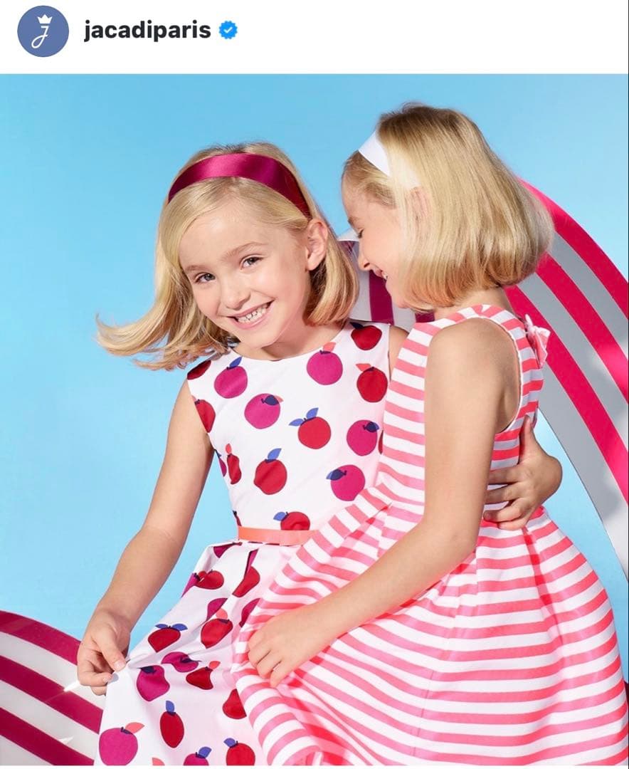 JACADI♡ りんご柄　肩フリル　ワンピース