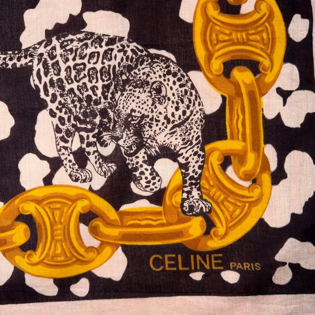 【美品】CELINE セリーヌ 豹柄 トリンオフ スカーフ133×133