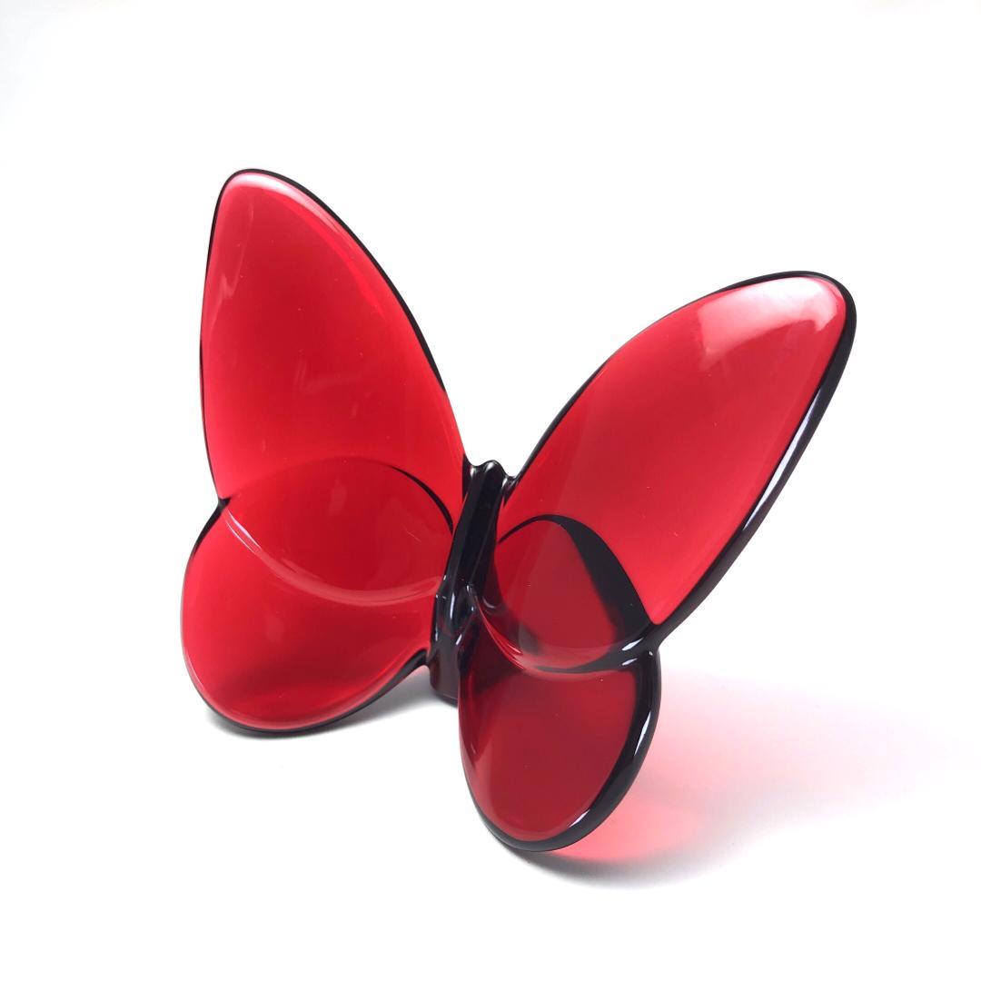 【美品】バカラ／ラッキーバタフライ クリスタル レッド／BC407