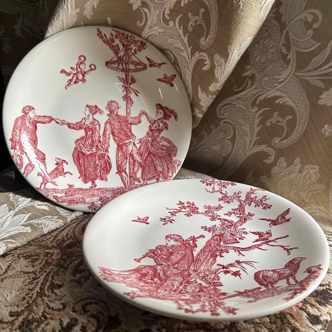 希少フランスGien【 Toile de Jouy 】トワルドジュイ プレート大