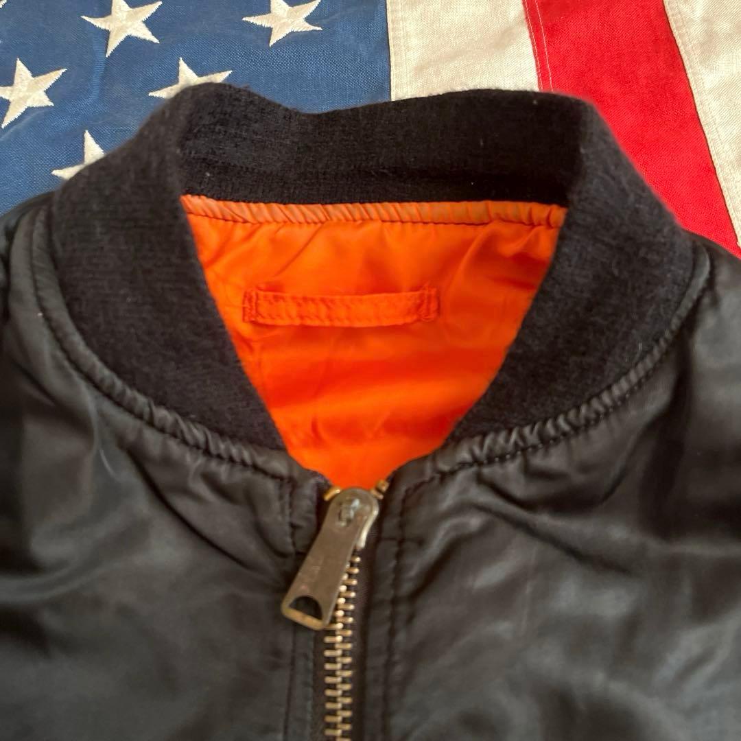 80s ビンテージ ALPHA アルファ MA-1 ブラック L アメリカ製