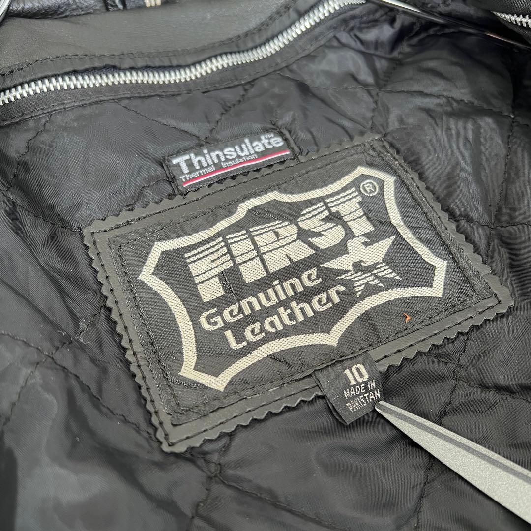 古着 本革フリンジライダースジャケット ヴィンテージ レザー ブラック 10号