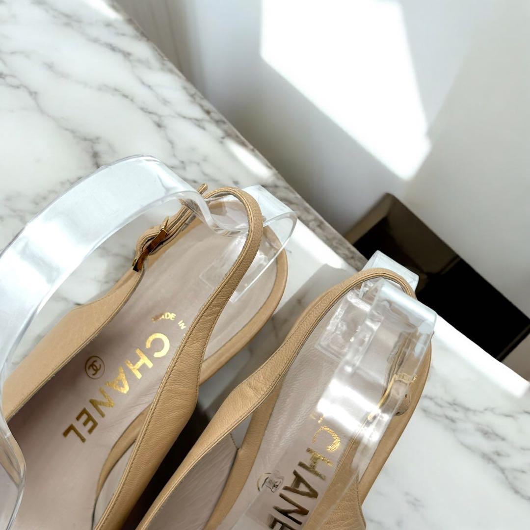 CHANEL シャネル バイカラー パンプス レザー ヴィンテージ 本革 34