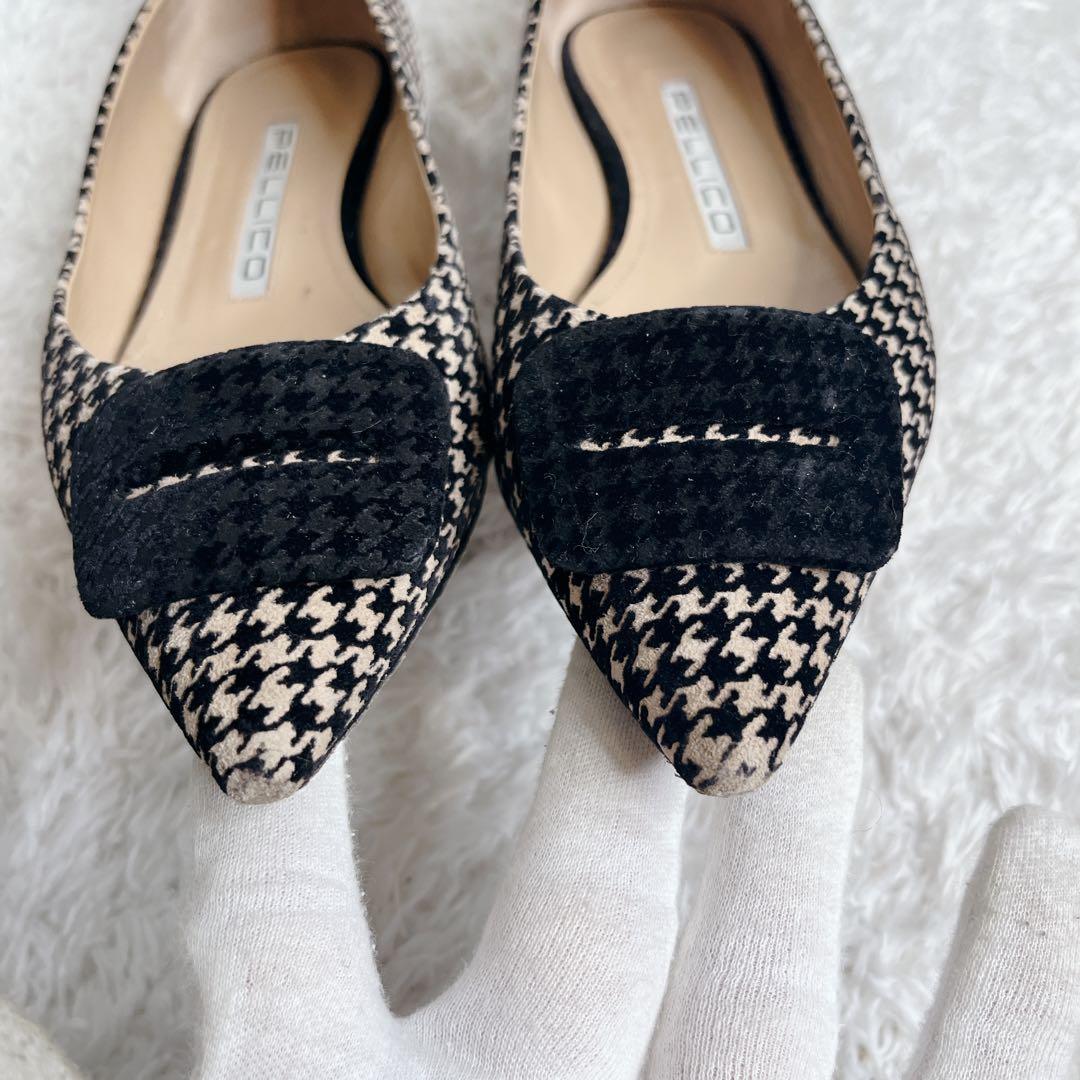 良品 ペリーコ パンプス アネッリ フィッビア 千鳥格子 フラット バックル