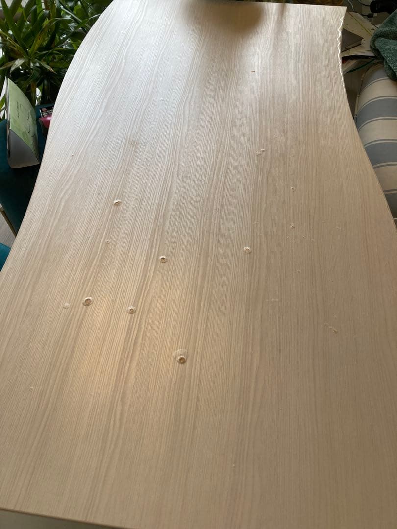 美しい波型！ホワイト木目のカフェテーブル arne  HIGH