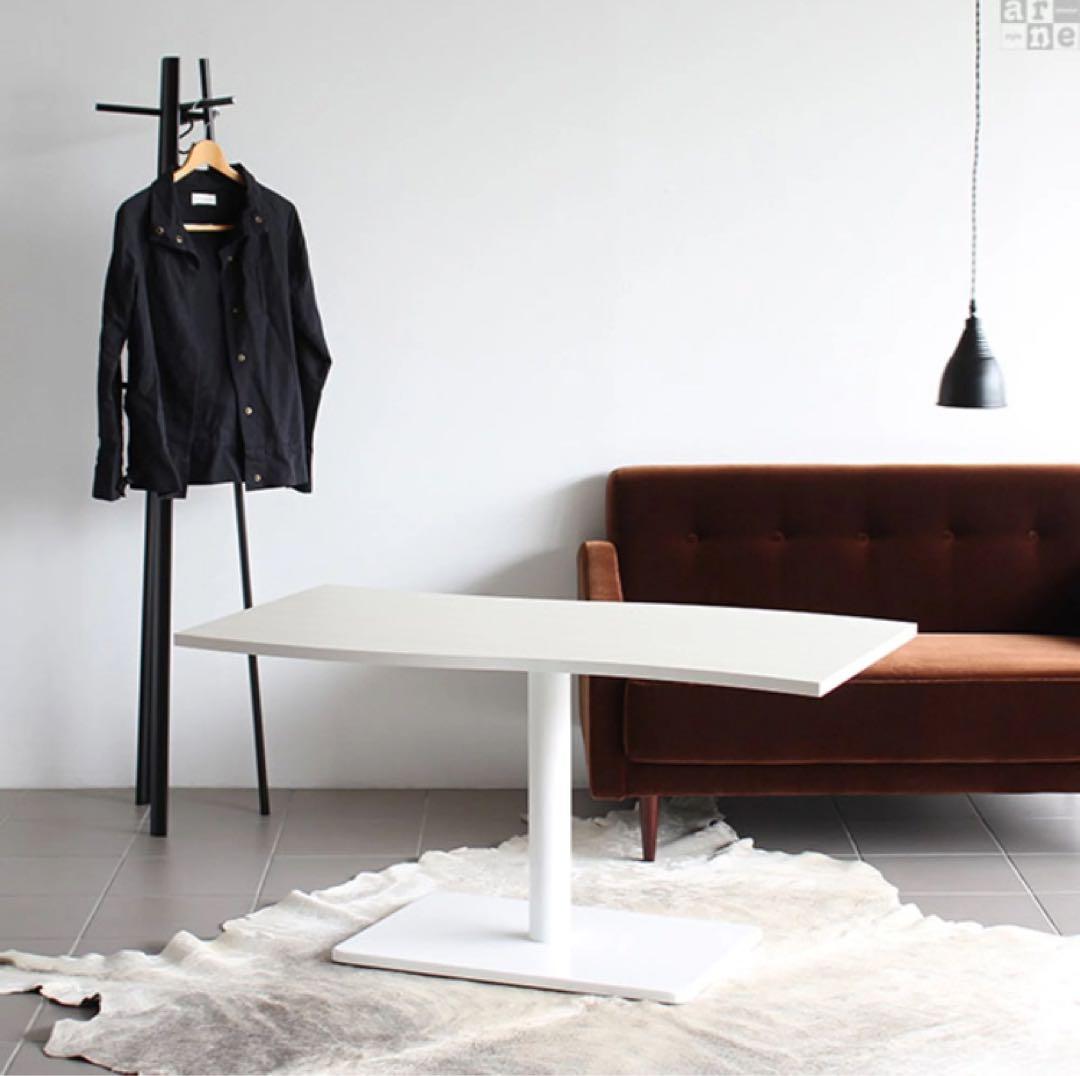 美しい波型！ホワイト木目のカフェテーブル arne  HIGH