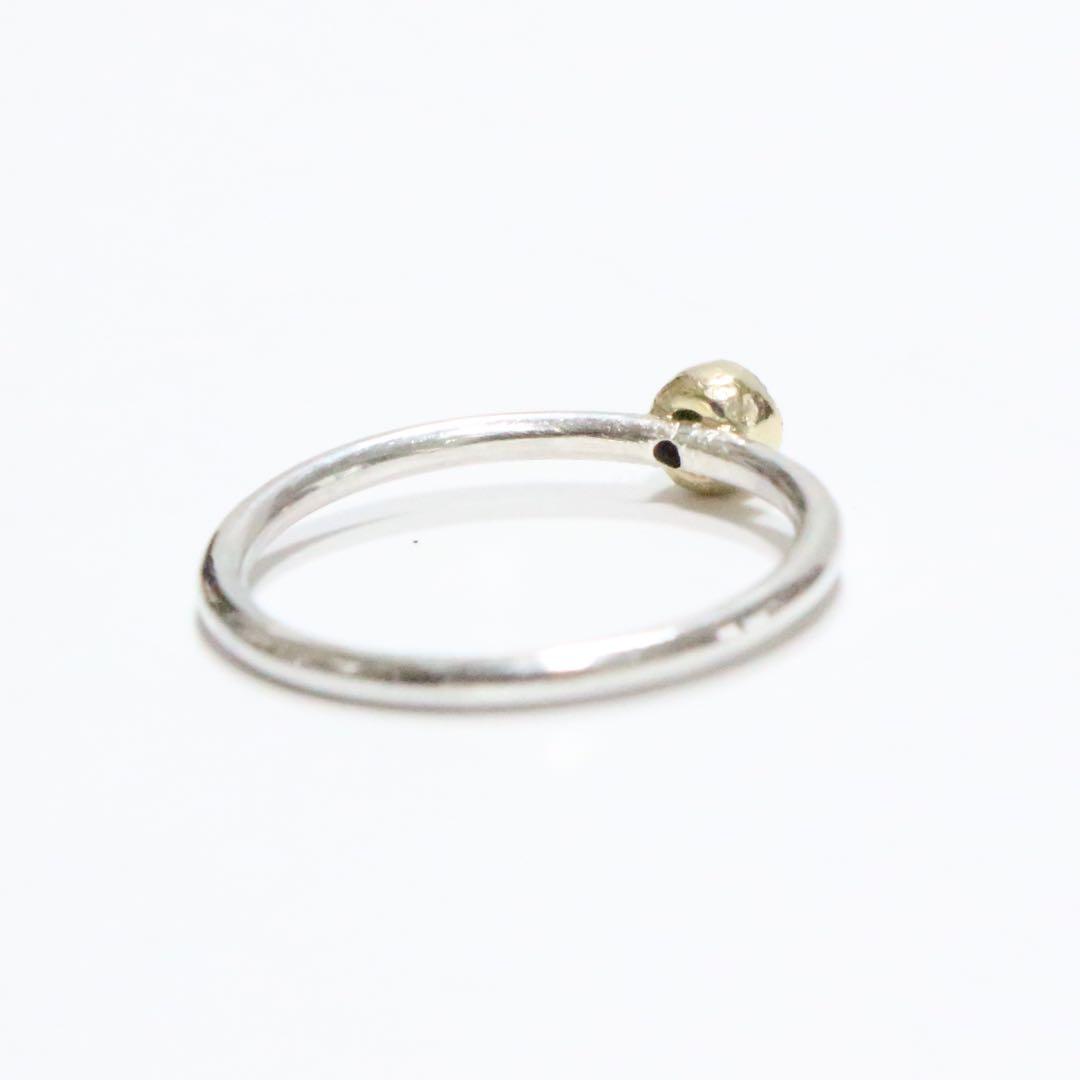 ローズカットのトリートモスグリーンダイヤモンドK10シルバーリング11号