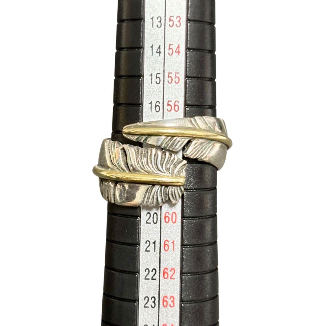 【良品】 SAAD サード リング シルバー 925 フェザー ツイスト メンズ