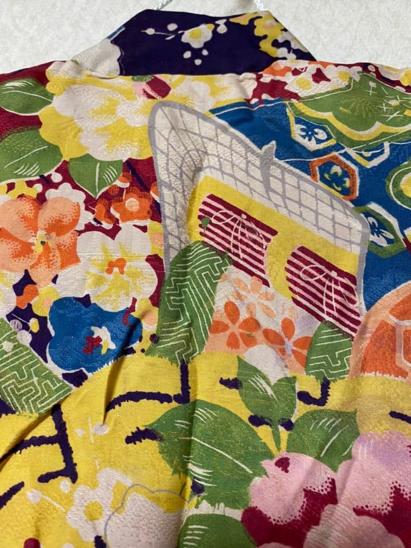 No.86正絹アンティーク子供着物しつけ糸付き綺麗です着丈86.5センチ裄丈41