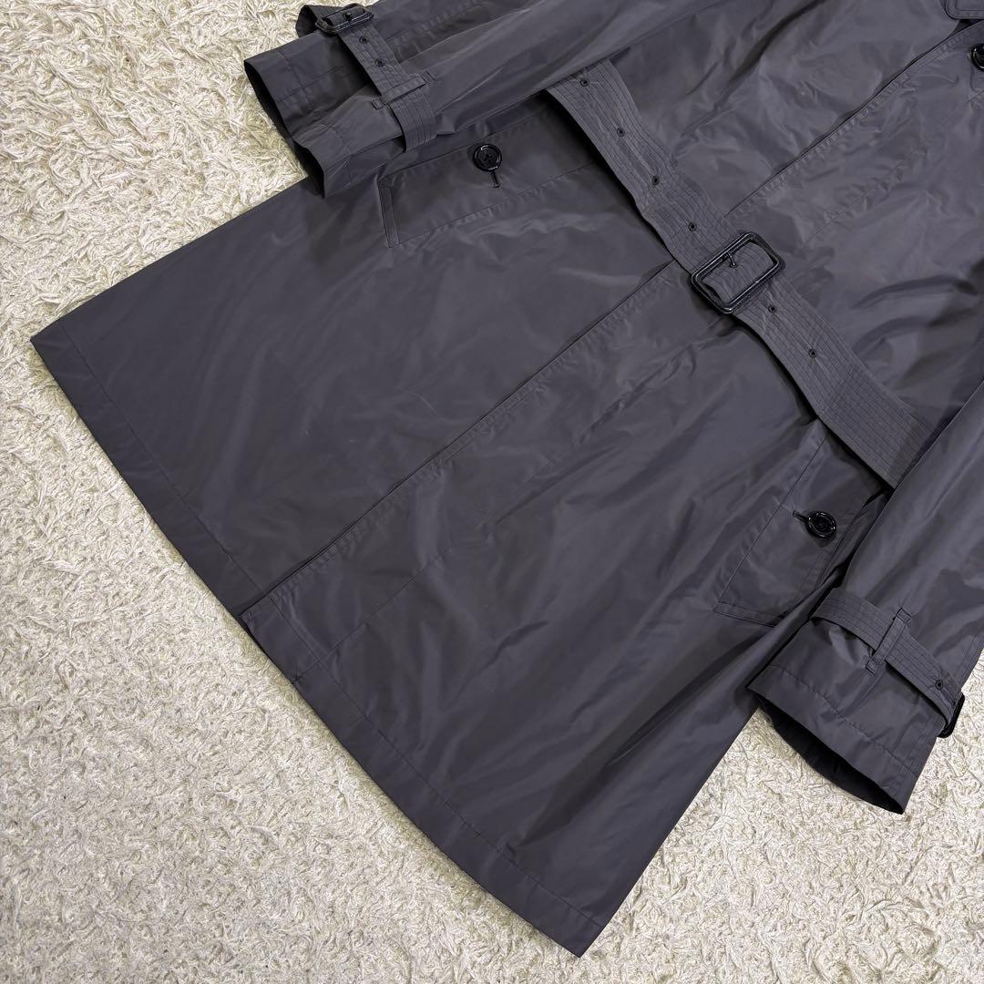 バーバリーロンドン　チェック柄　持ち運び　ポーチ付き　ベルト　トレンチコート　L