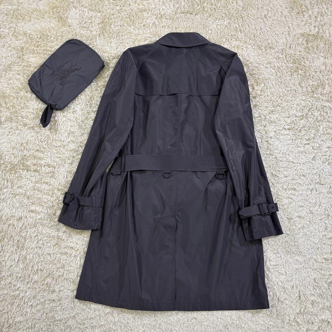 バーバリーロンドン　チェック柄　持ち運び　ポーチ付き　ベルト　トレンチコート　L