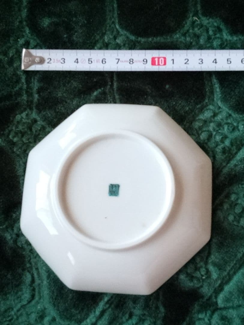 九谷焼青郊窯「吉田屋風丸紋間取花鳥」八角皿