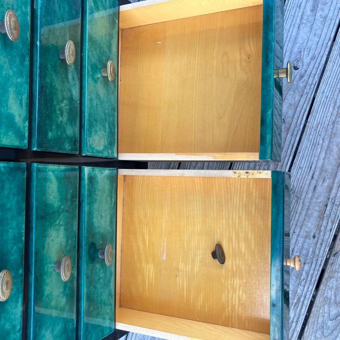 フランス家具 14杯 木製チェスト コールキャビネット 電話台 引き出し収納 緑