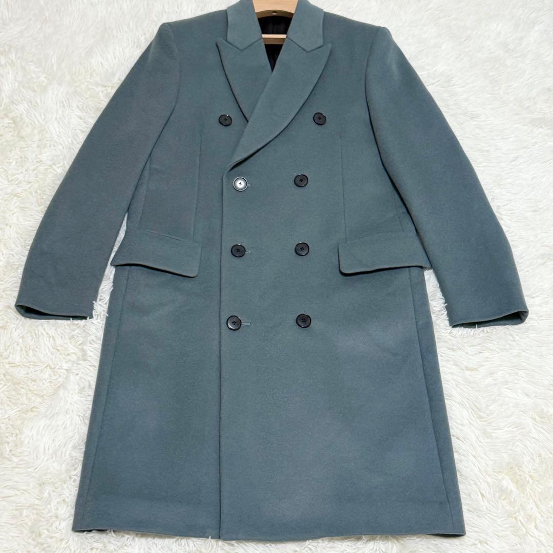 ✨極美品✨ポールスミス ダブルチェスター ウールコート モスブルー Lサイズ