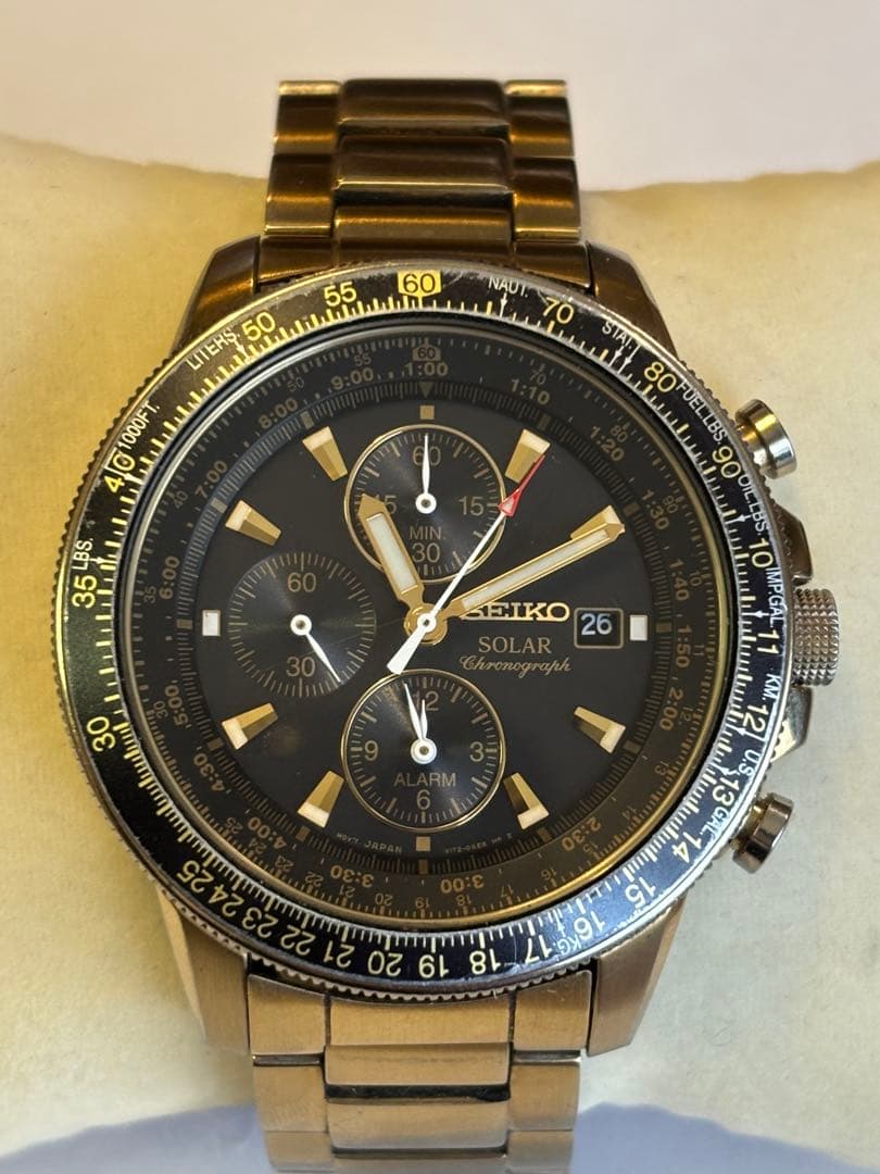 【美品箱付】SEIKO クロノグラフ セイコー ソーラー メンズ 腕時計