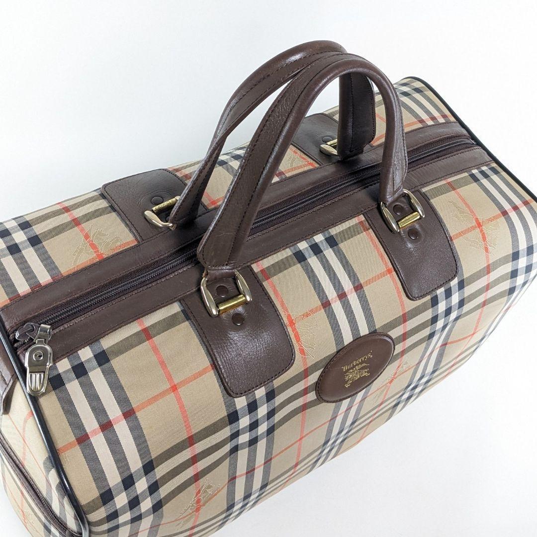 バーバリー　ボストンバッグ　ノバチェック　シャドーホース　キャンバス　旅行かばん