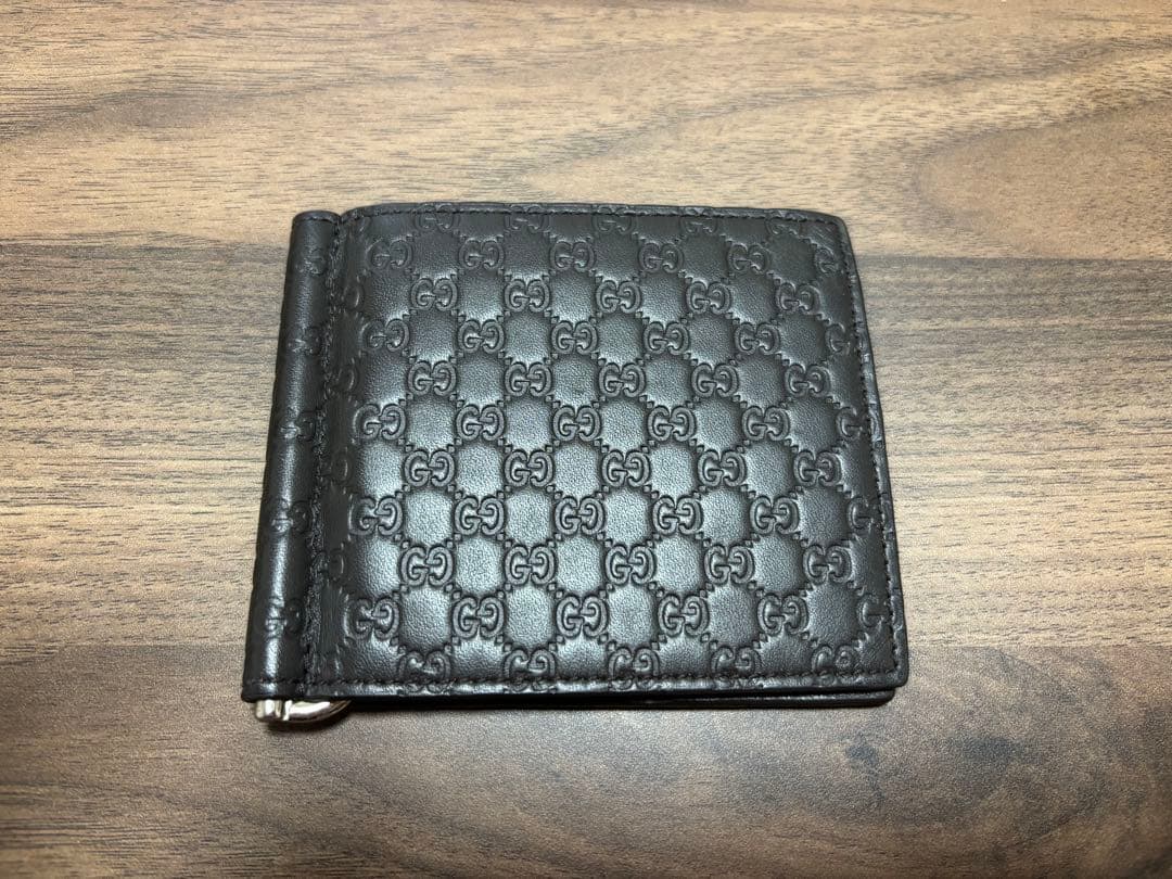 GUCCI ダークブラウン マイクログッチシマ マネークリップ