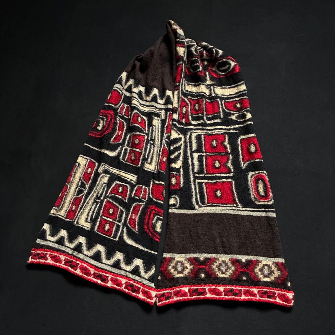 KAPITAL 幾何学模様 Wool Stole 縮絨ウールマフラー アフリカ？