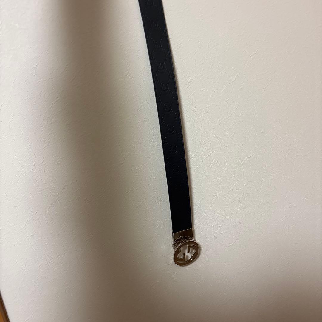 Gucci ブラックレザー ベルト ダブルGロゴ