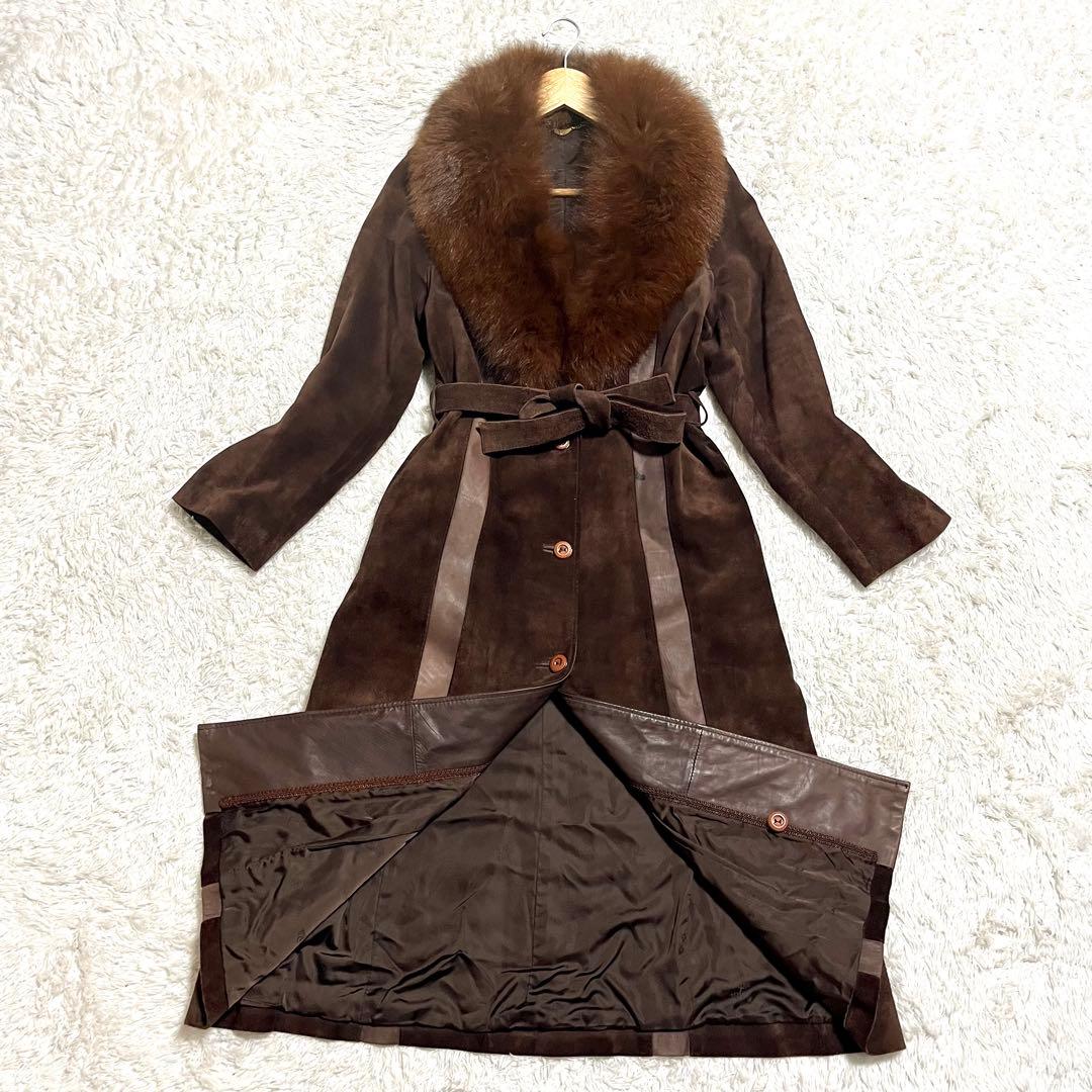 ✨希少✨Ra ロングコート レザーコート ショールカラー ベルト付き 11号 L