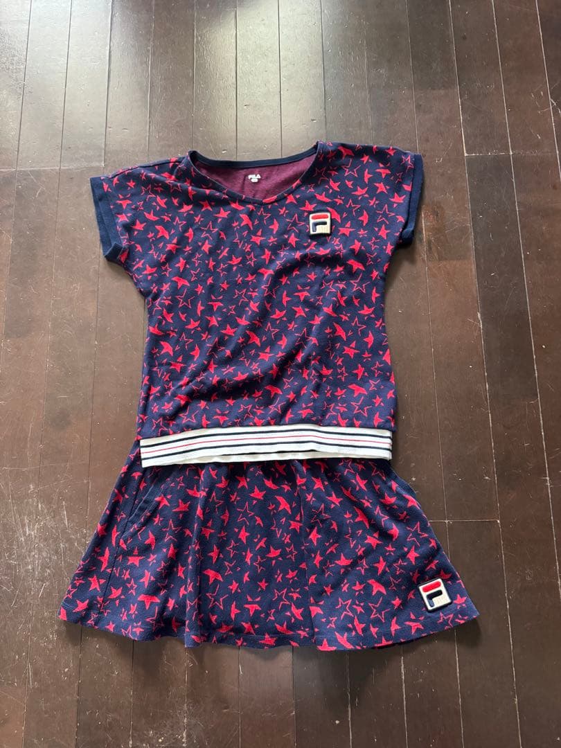 FILA ネイビー/レッド 星模様テニスウェア　M セット