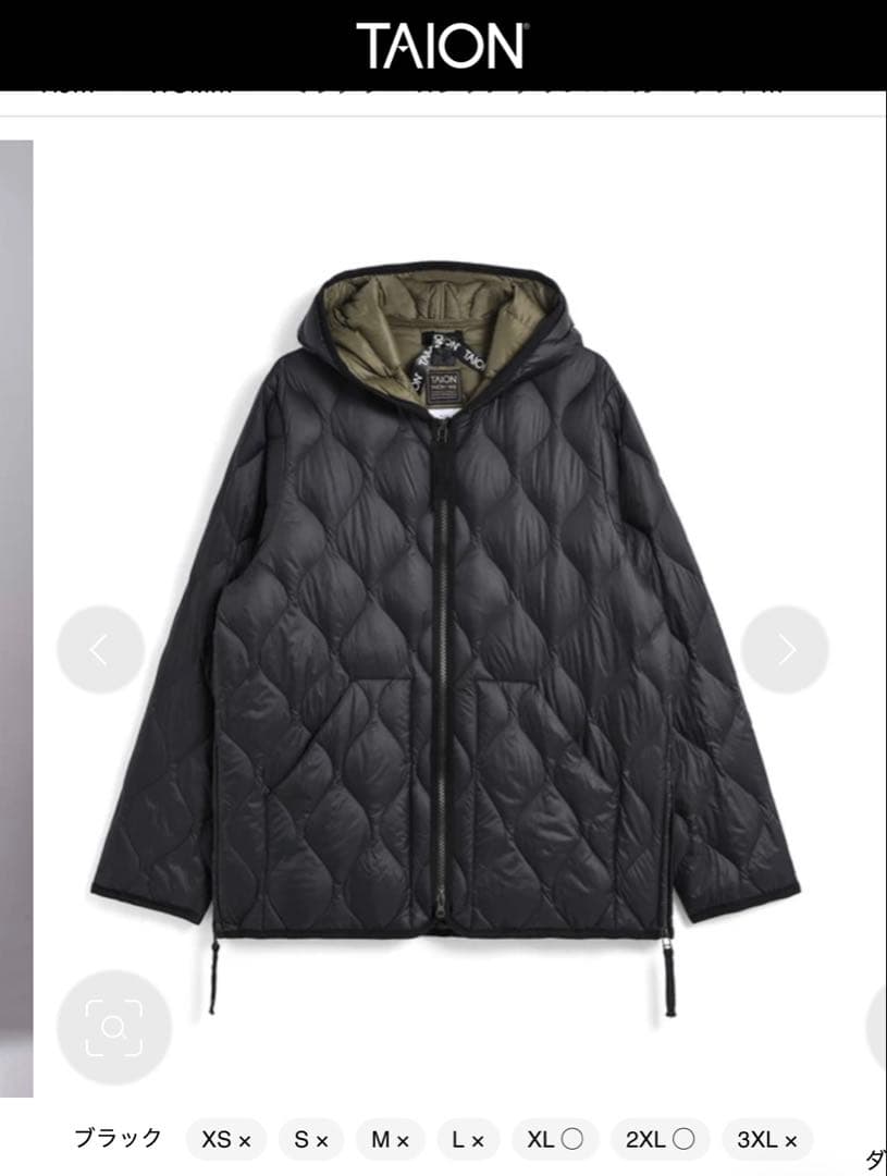 TAION ブラック キルティングダウンジャケット Mサイズ