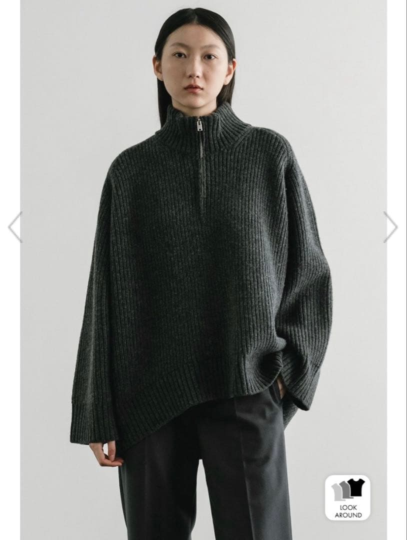 CINOH チノ／ウールオーバーサイズハーフジッパーニット