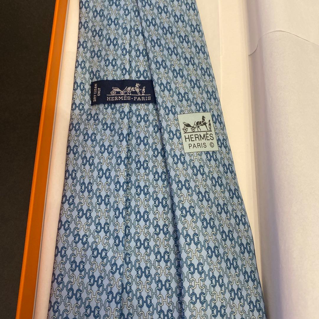 HERMES ネクタイ　ブルー