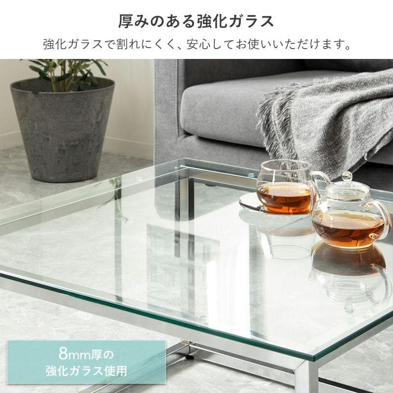 正方形ガラステーブル 幅70cm [2046]