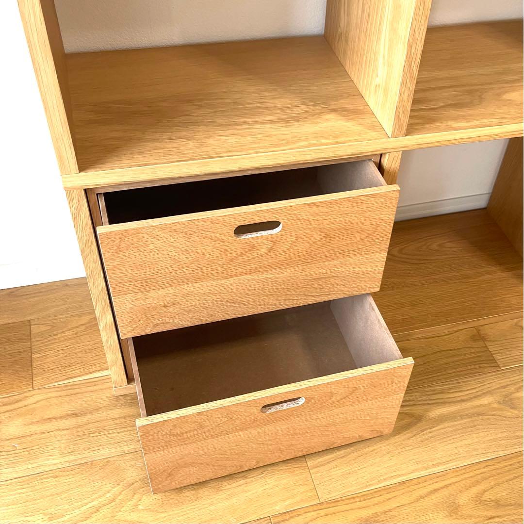 【無印良品】スタッキングシェルフセット・５段×３列・オーク材➕引出し付き