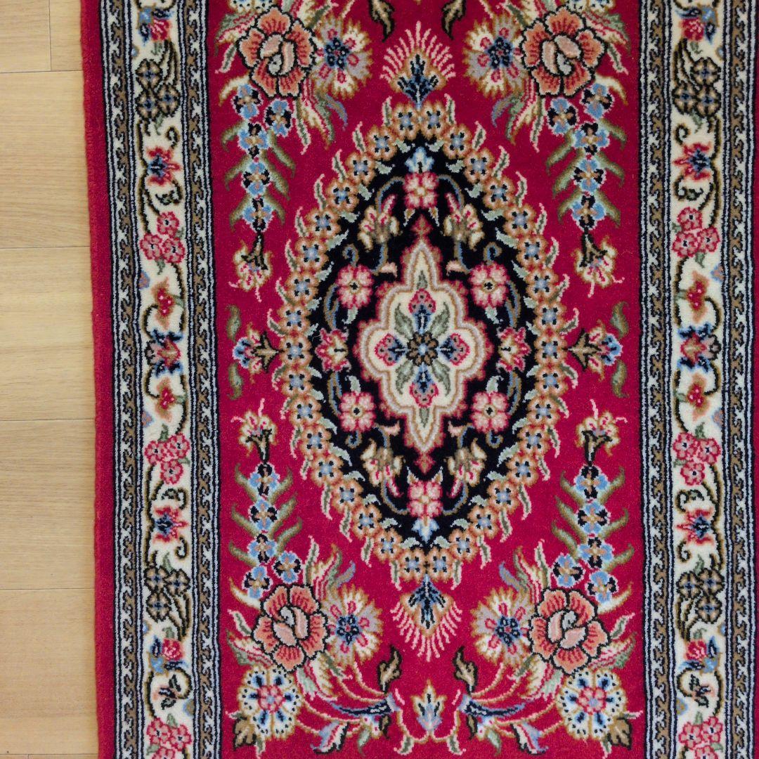 60x90cmペルシャ手織り・クム・マット(038)玄関・ラグ・絨毯・じゅうたん