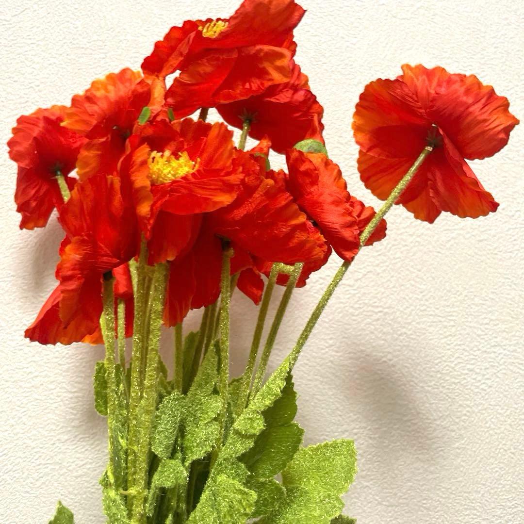 5個 造花の装飾 人工の花の茎 バルク造花 シルク植物オレンジ