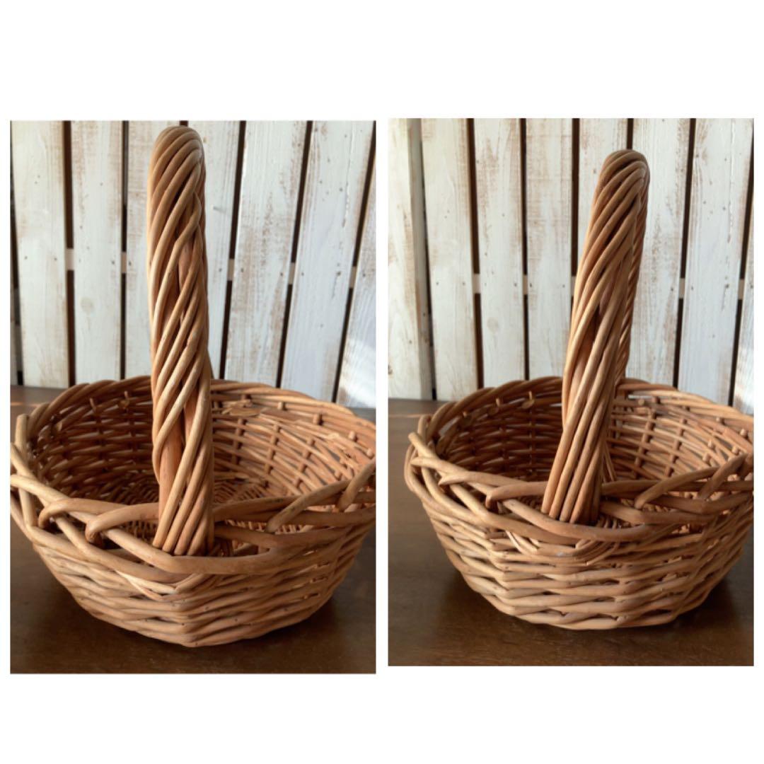ヴィンテージ　手付き　バスケット　ナチュラル　ワンハンドル　2つセット