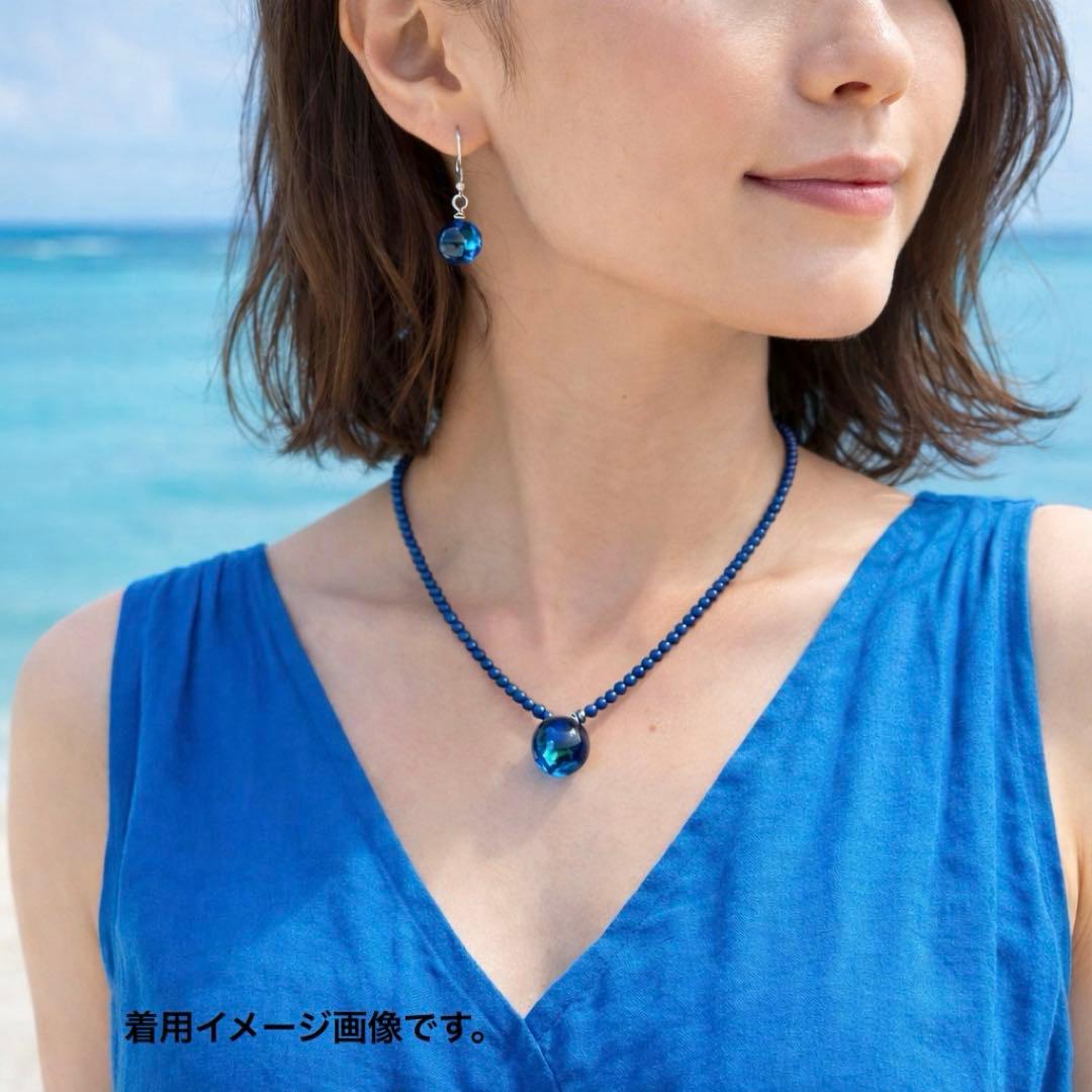大ぶりホタルガラス*ピアス・ネックレスset アレルギー対応アクセサリー