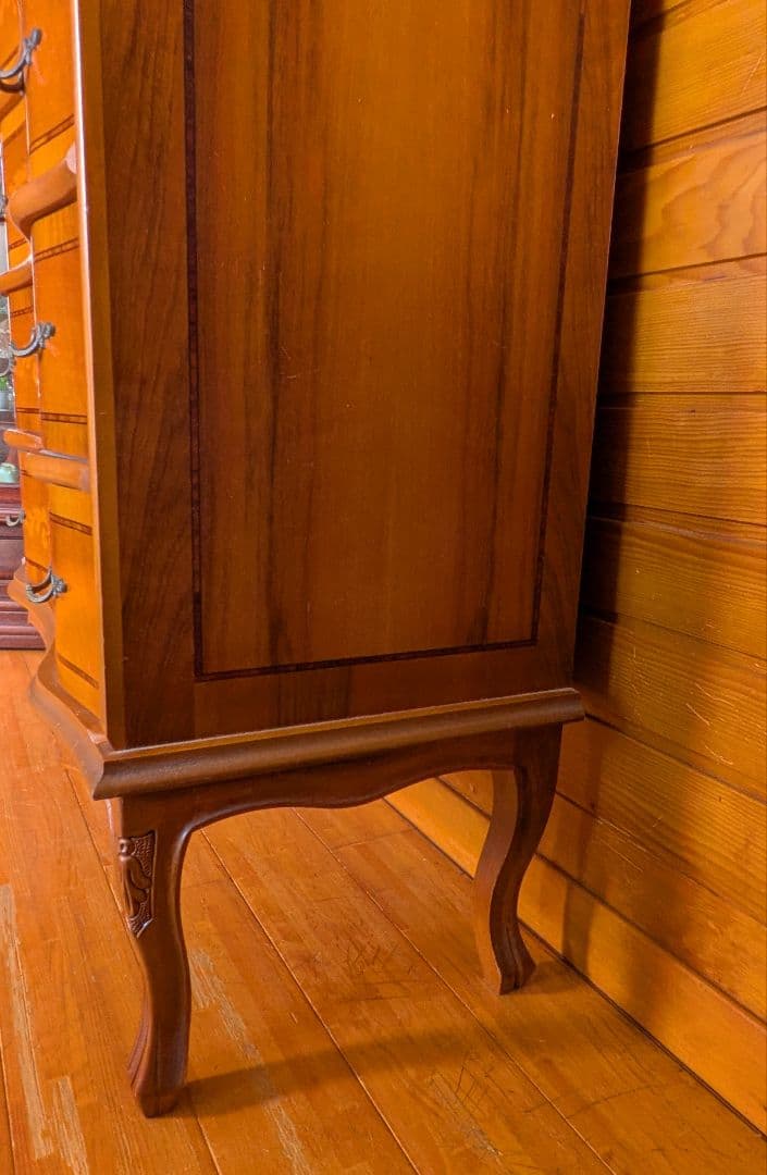 イタリア製 象嵌細工猫足 木製 6段チェスト