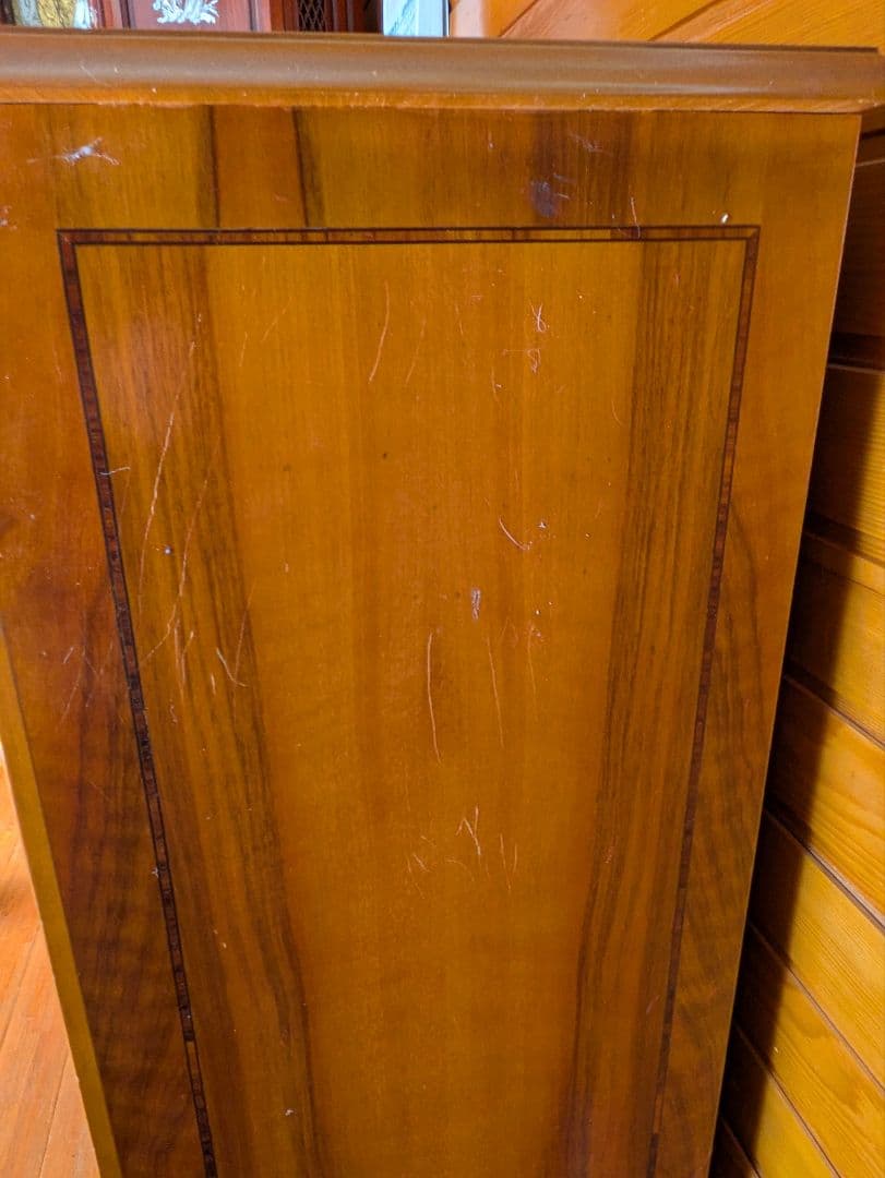 イタリア製 象嵌細工猫足 木製 6段チェスト