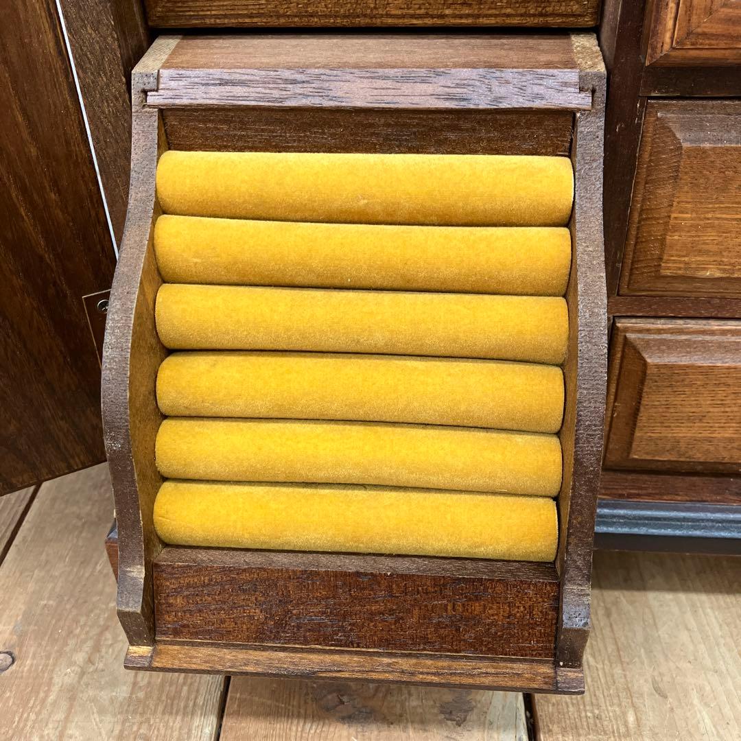 ジャンク品 アンティーク 木製 引き出し付 置時計 ジュエリーボックス 小物入れ