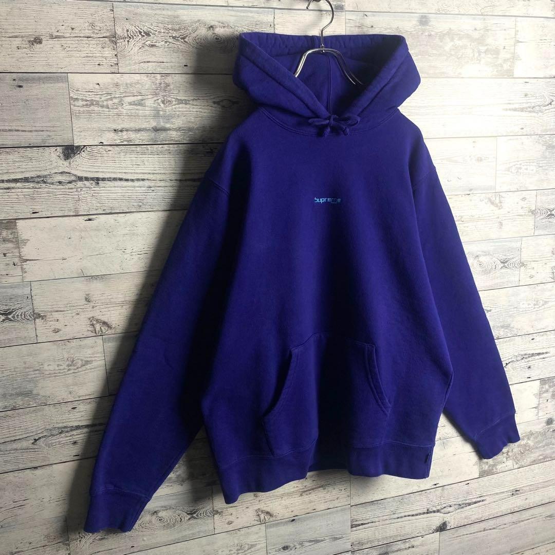 【希少デザイン】シュプリーム☆センター刺繍 スモール ロゴ パーカー パープル