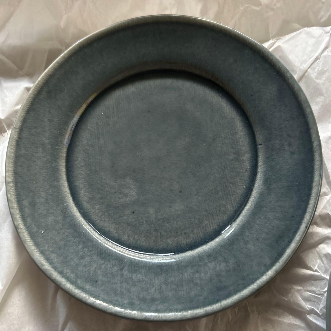 【新品未使用】大沼道行さん 水色リム皿 2枚セット①